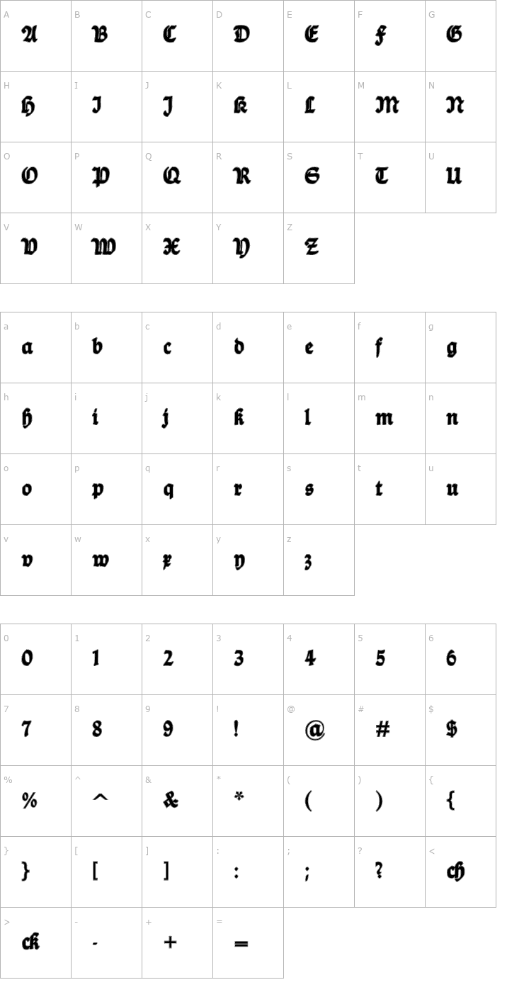 Character Map BalladeContour Font