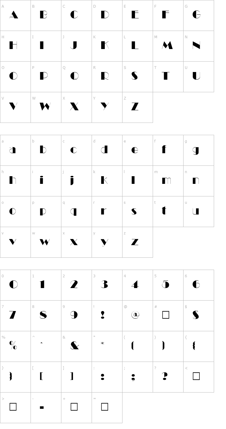 Character Map Ballet Regular Font