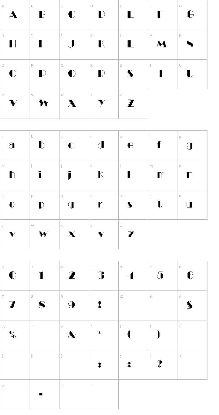 Character Map BalletEngraved Font