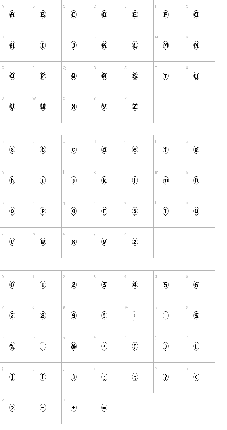 Character Map Ballon Becker Font