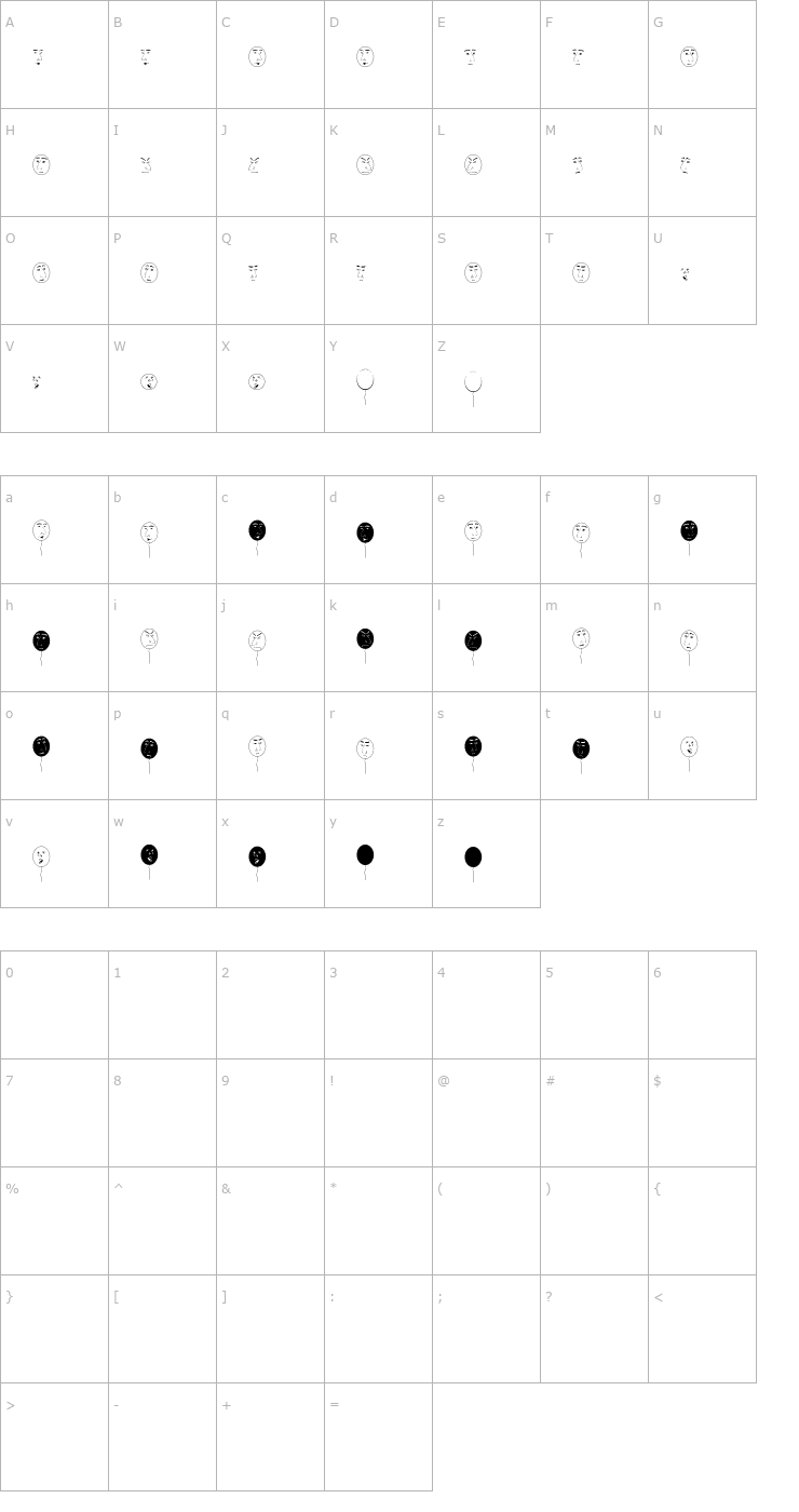 Character Map balloon man Font