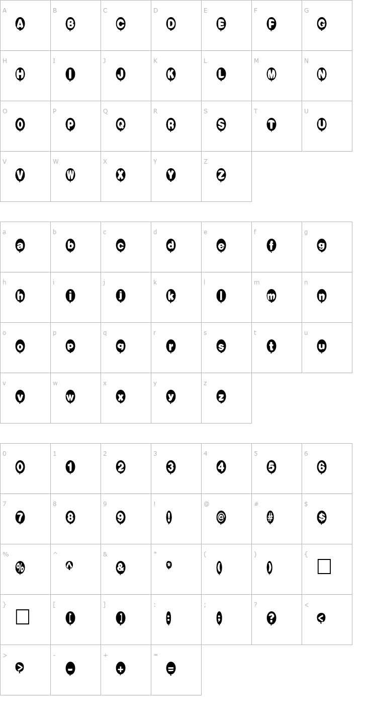 Character Map Balloons Normal Font