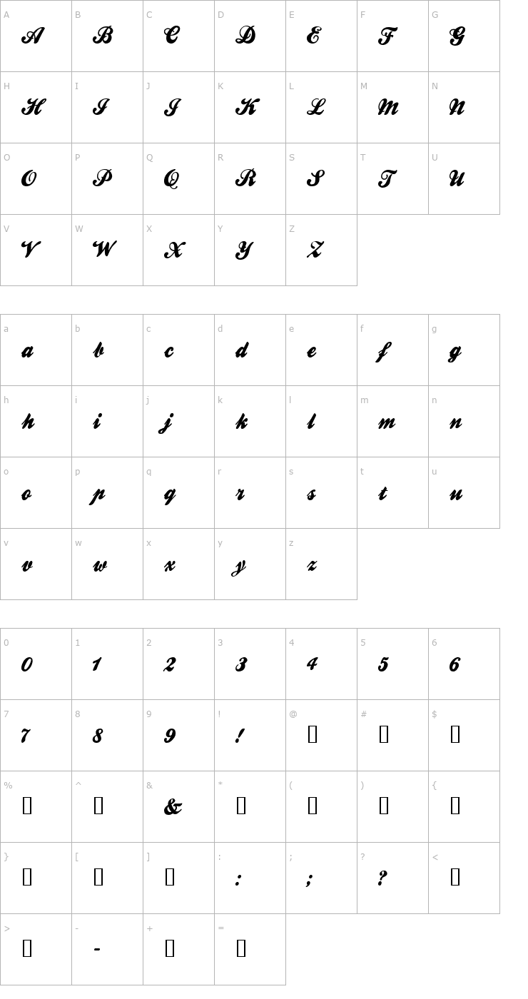 Character Map Ballpark Weiner Font