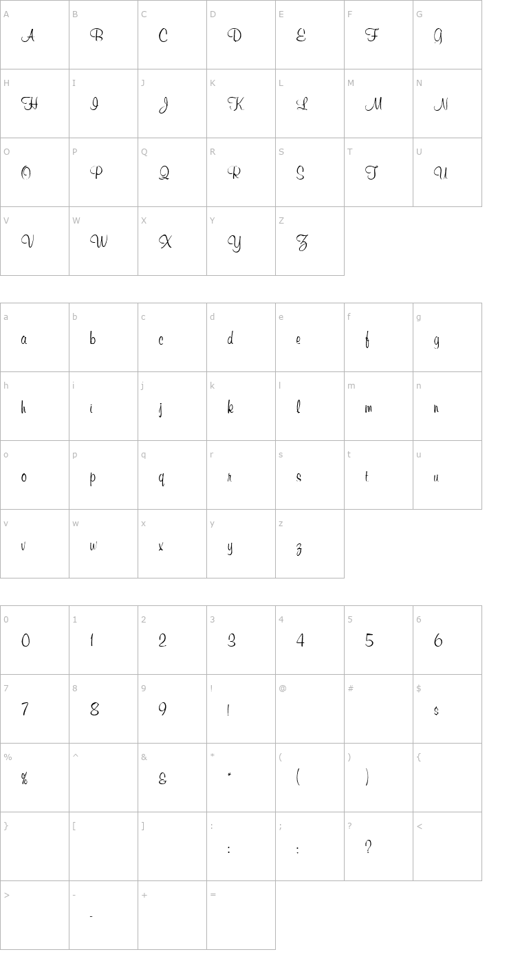 Character Map Balsam Font