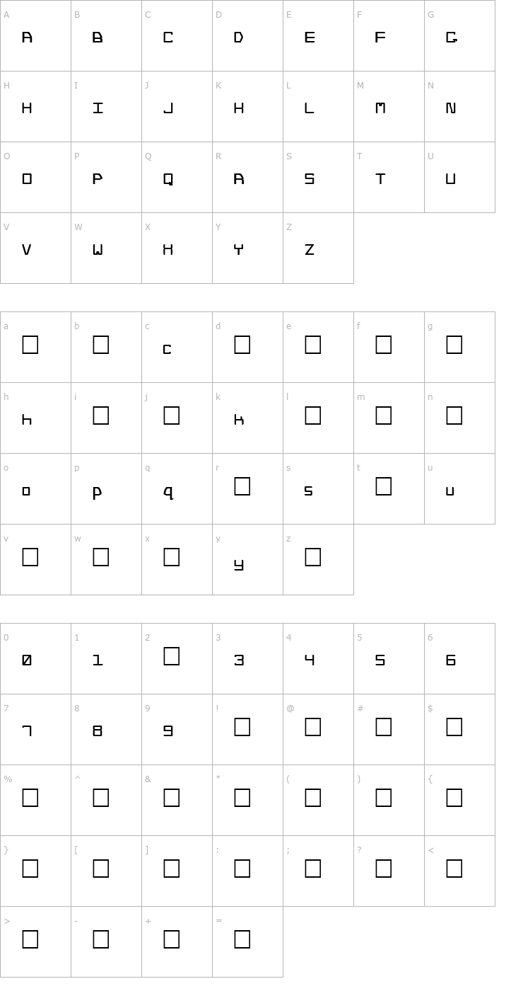Character Map Baltimore Font