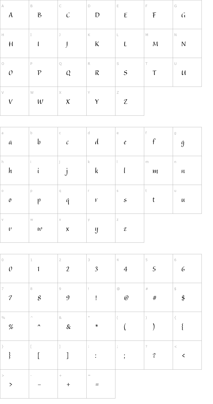 Character Map Balzano Font