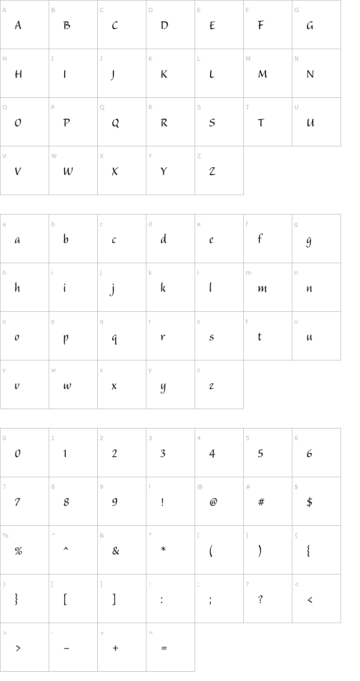 Character Map Balzano OTF Font