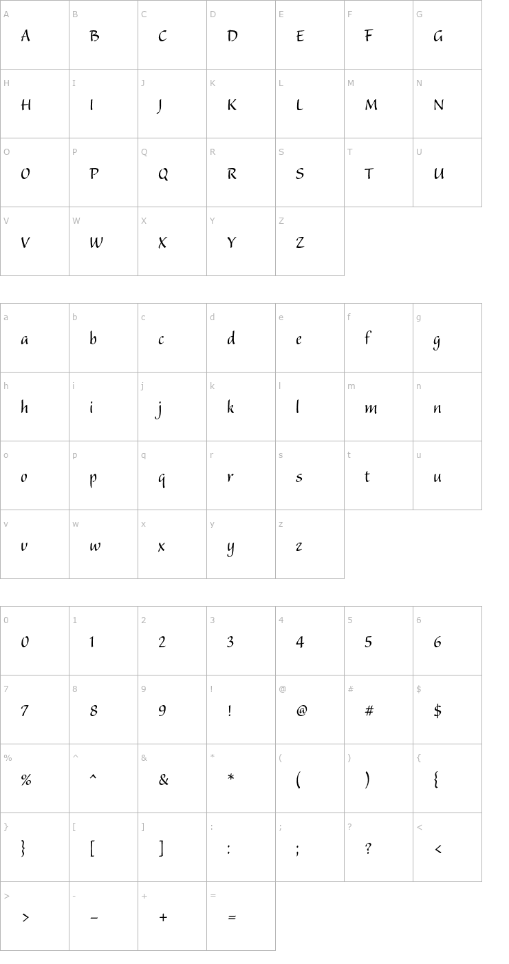 Character Map BalzanoStd Font