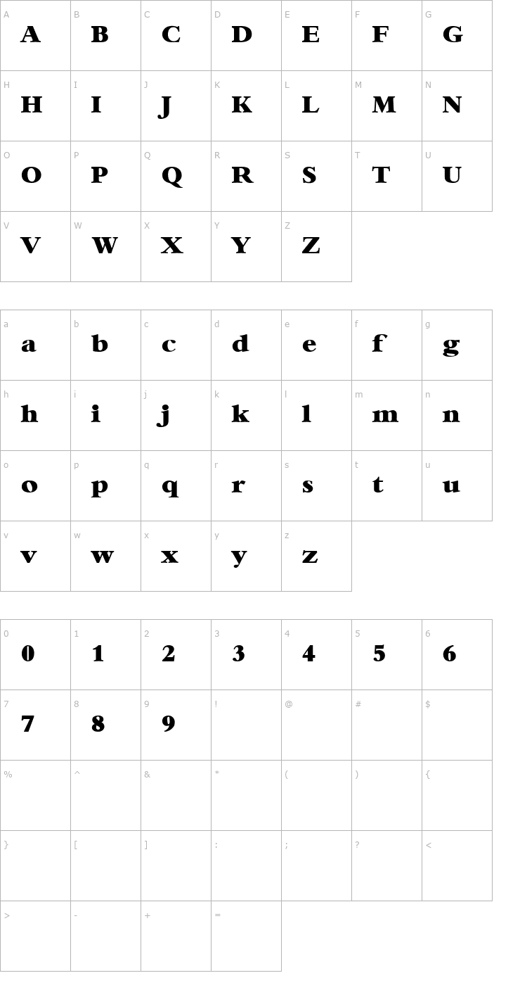 Character Map Bambi Font