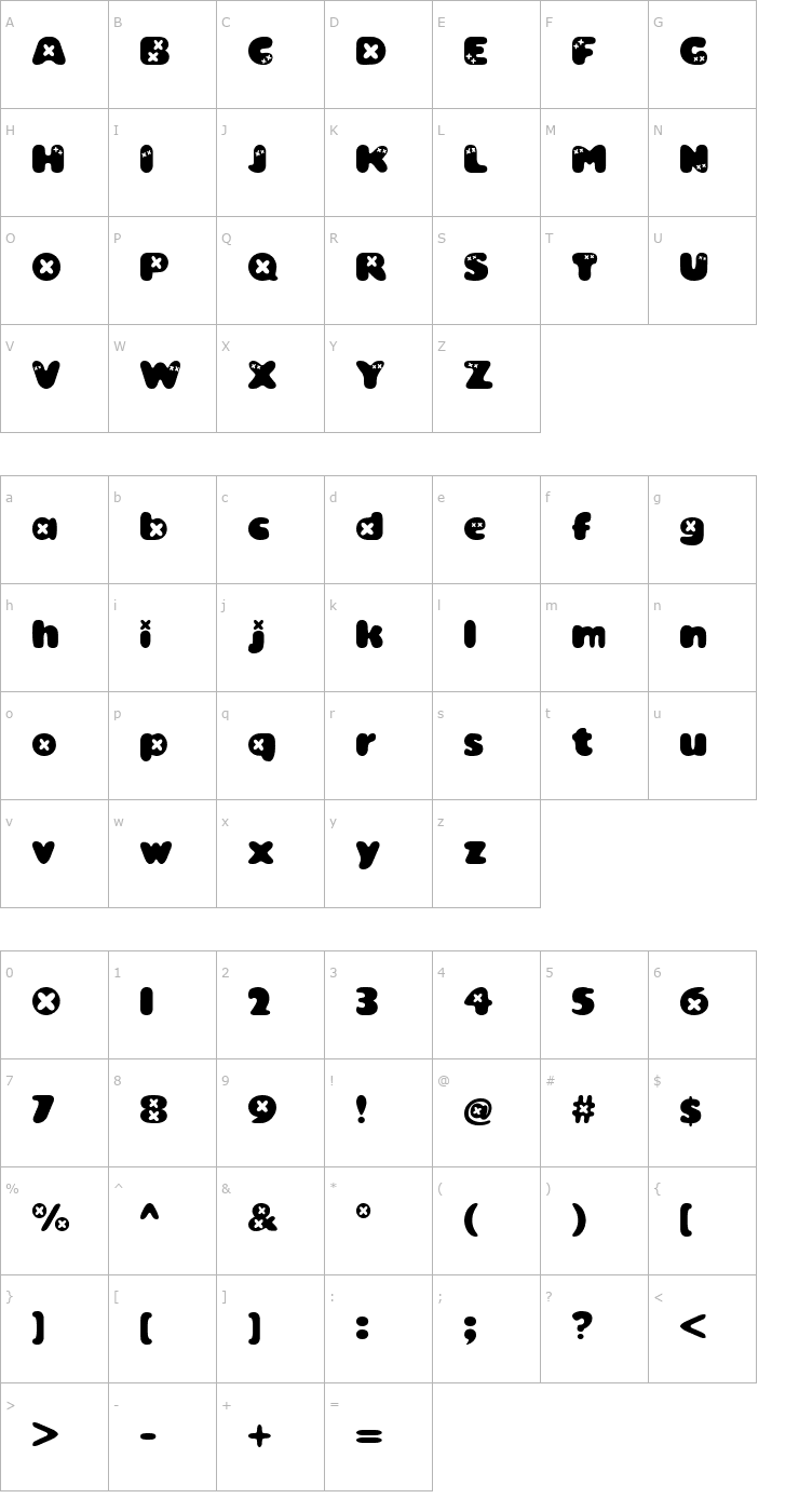 Character Map Bambino Font