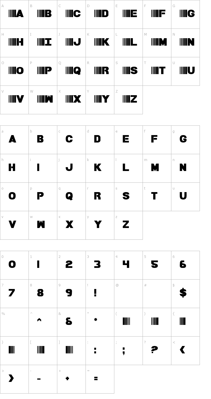 Character Map Bamf Bold Font