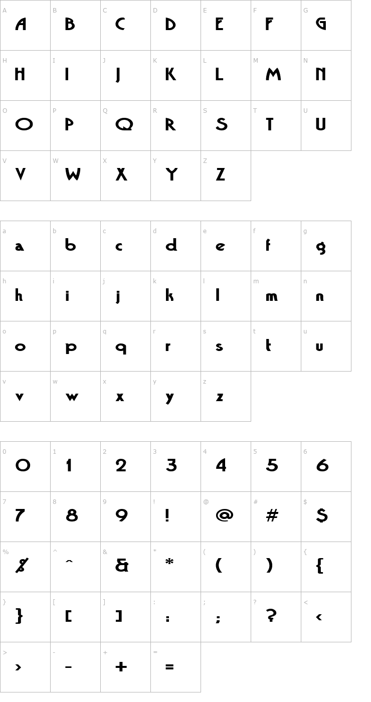 Character Map BandstandExtended Font