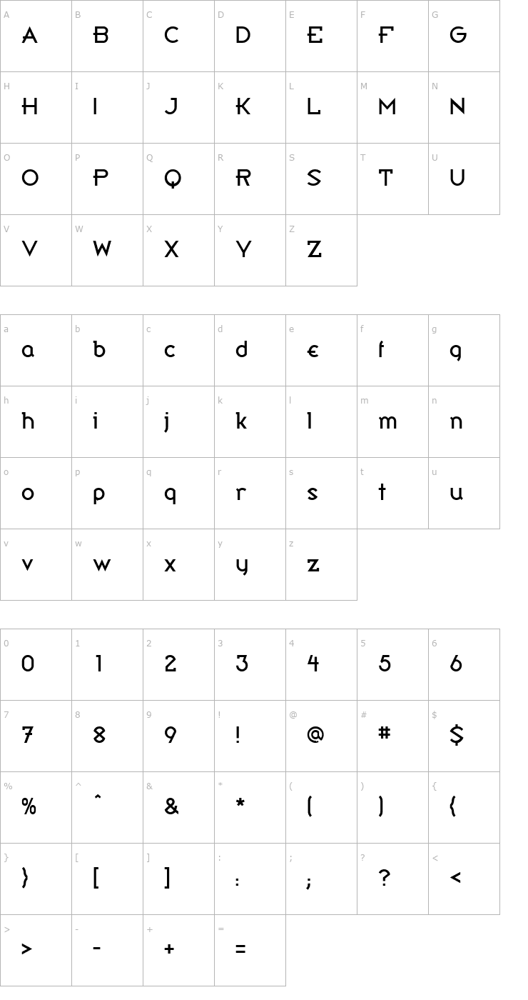 Character Map Bandy Font