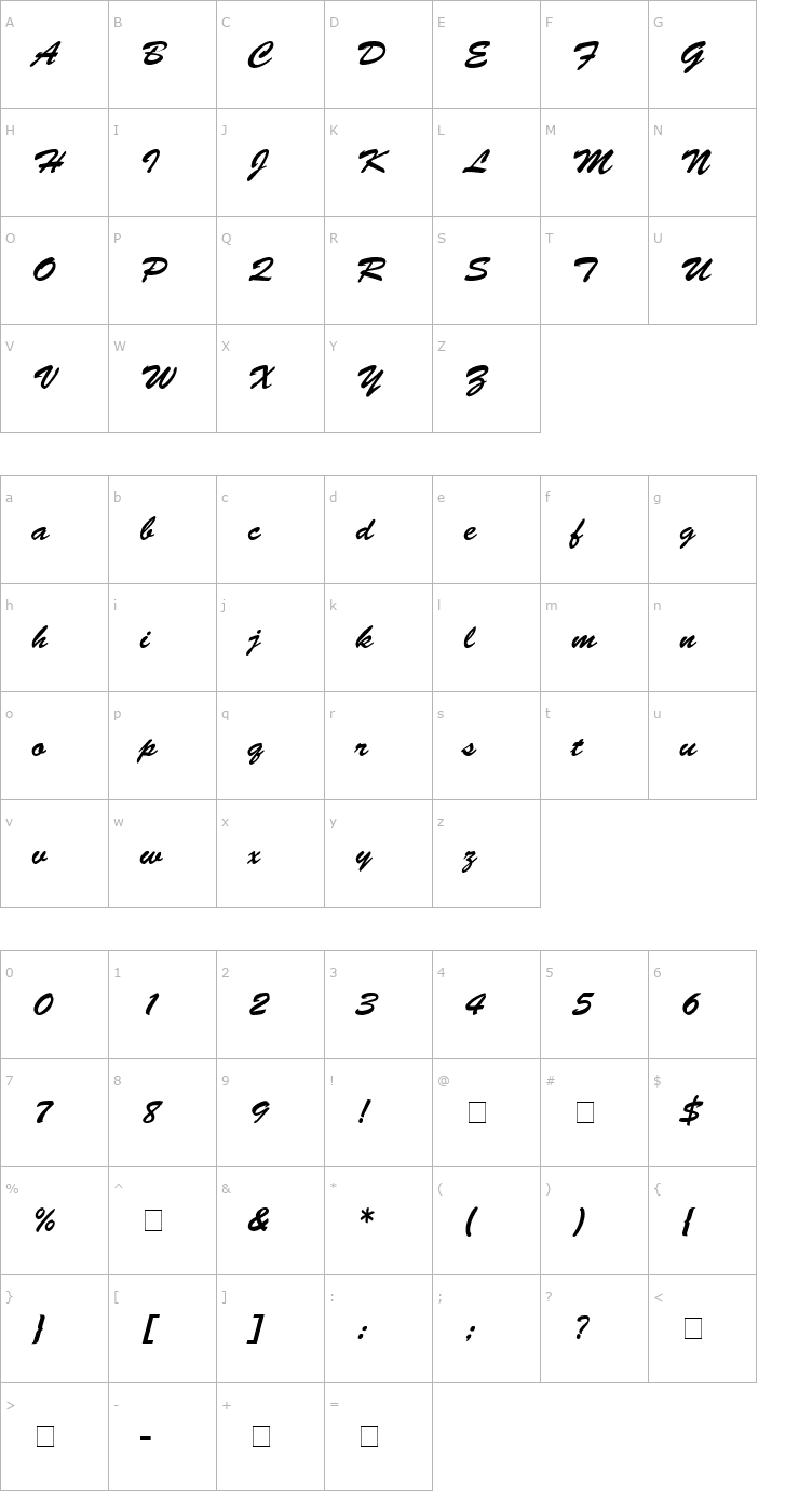 Character Map Banff Font