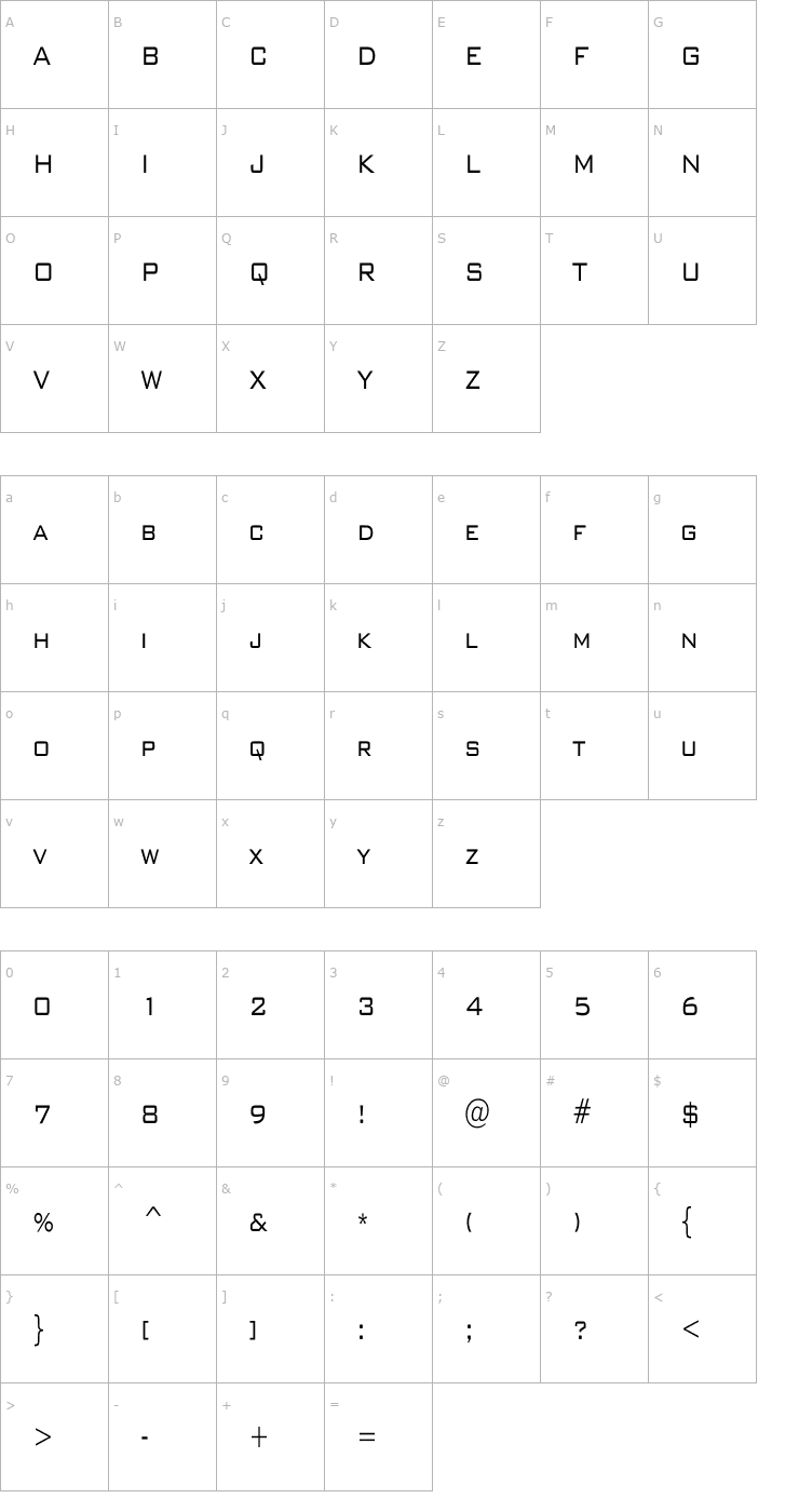 Character Map BankGothicCondensed Font