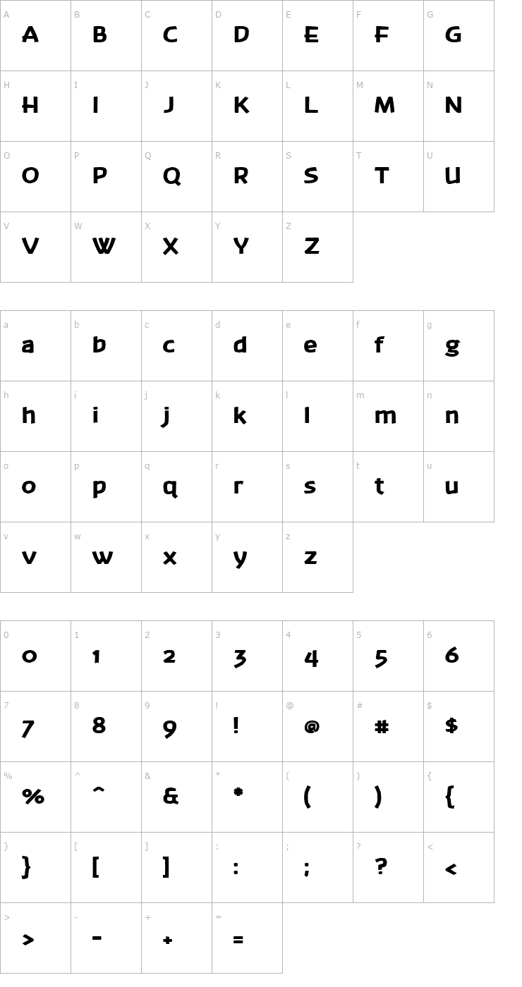 Character Map Banksia Black Font