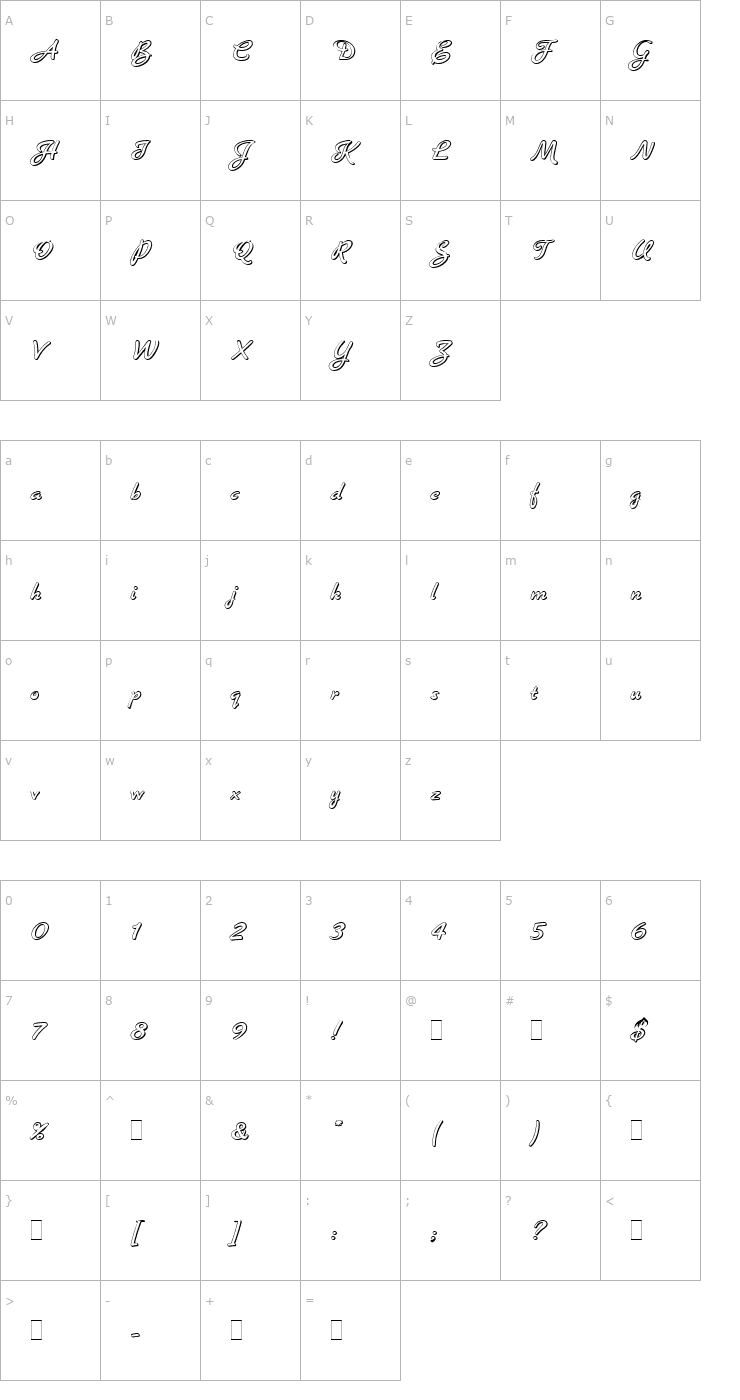 Character Map Banner Plain Font