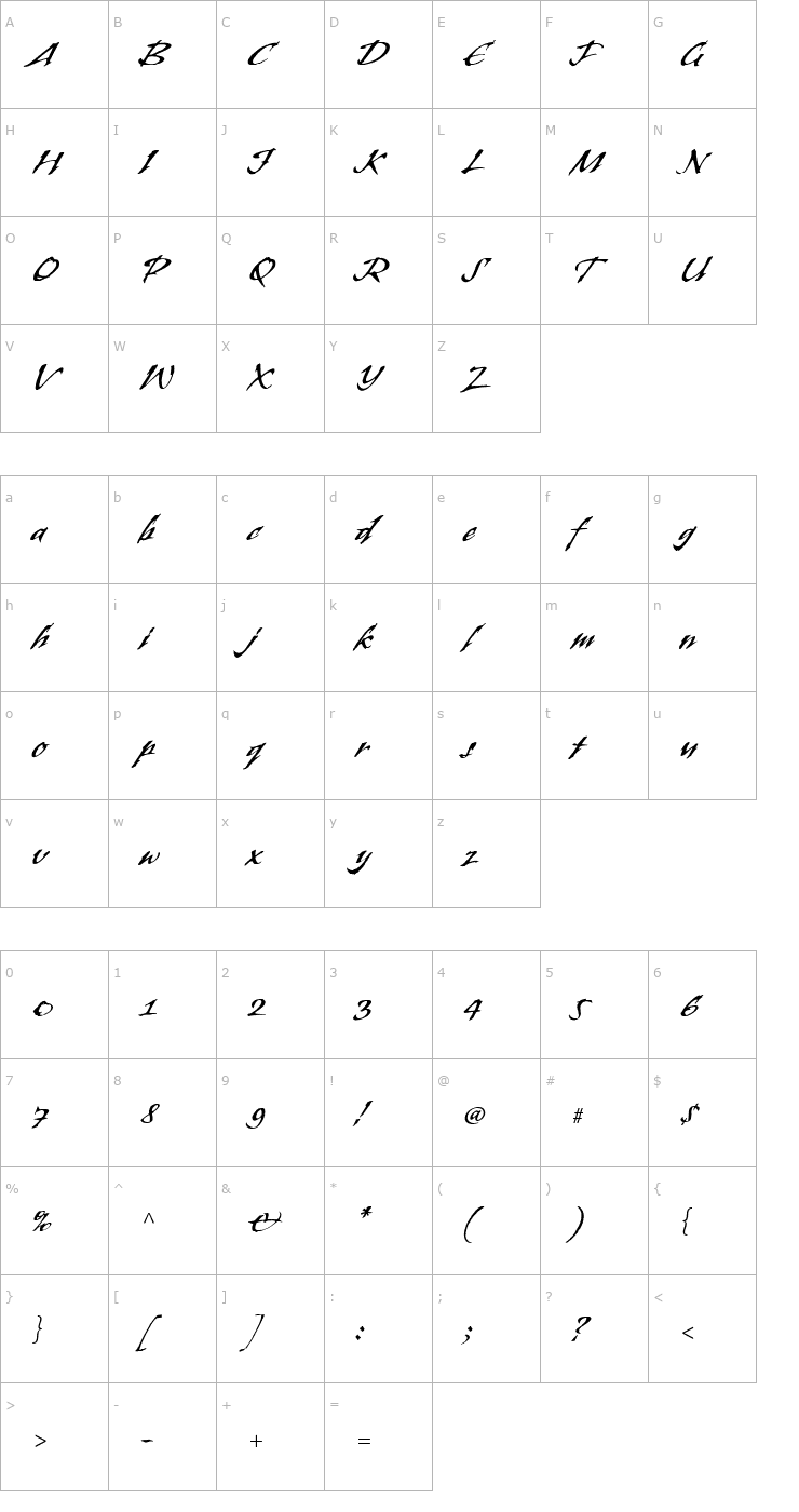 Character Map Banshee Font