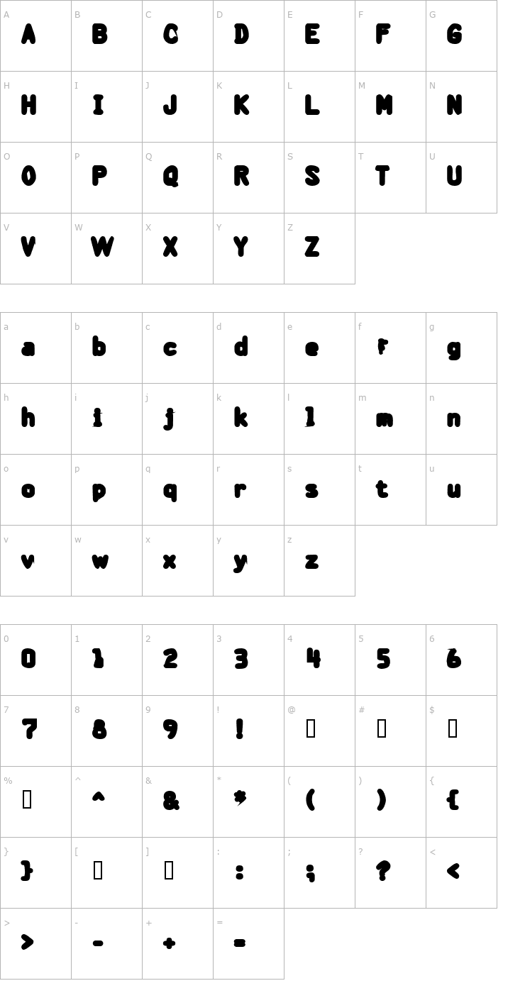 Character Map Bantarbjörn Heavy Font