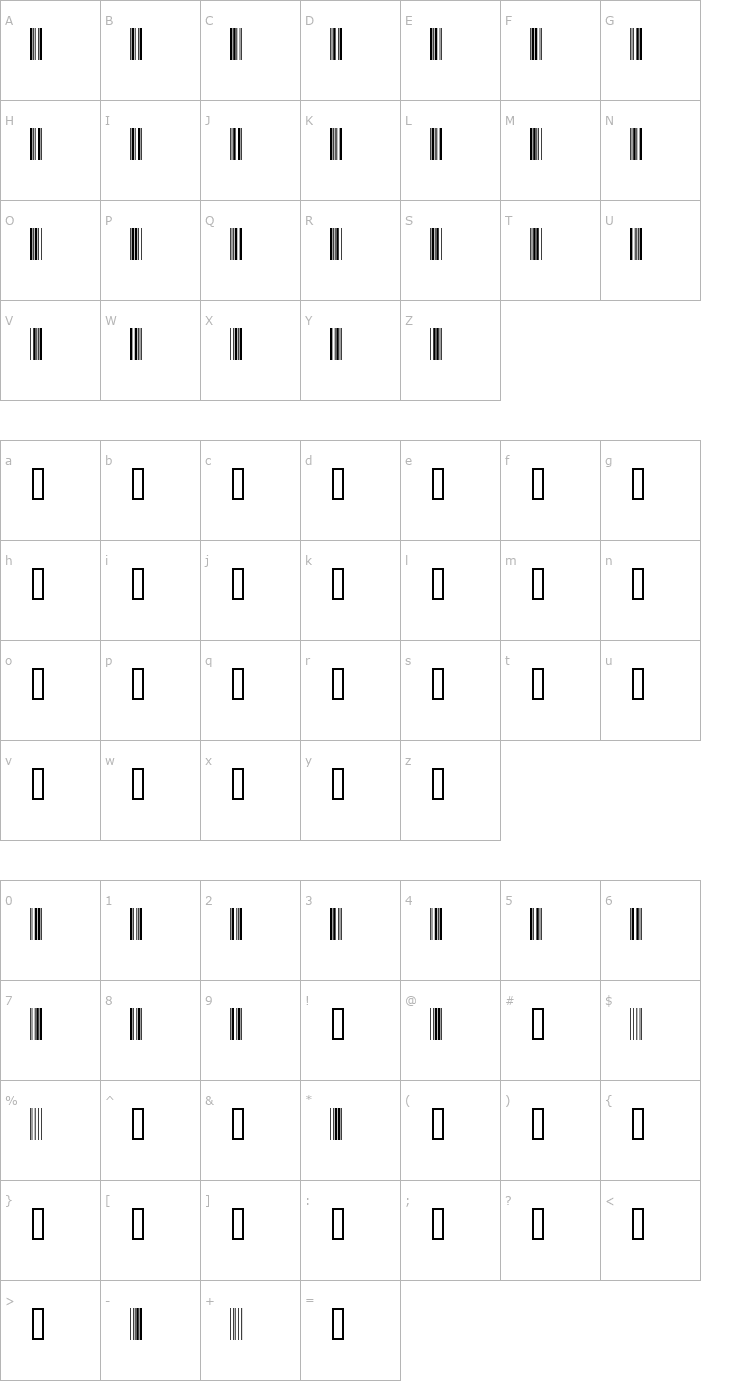 Character Map Bar 1 Normal Font
