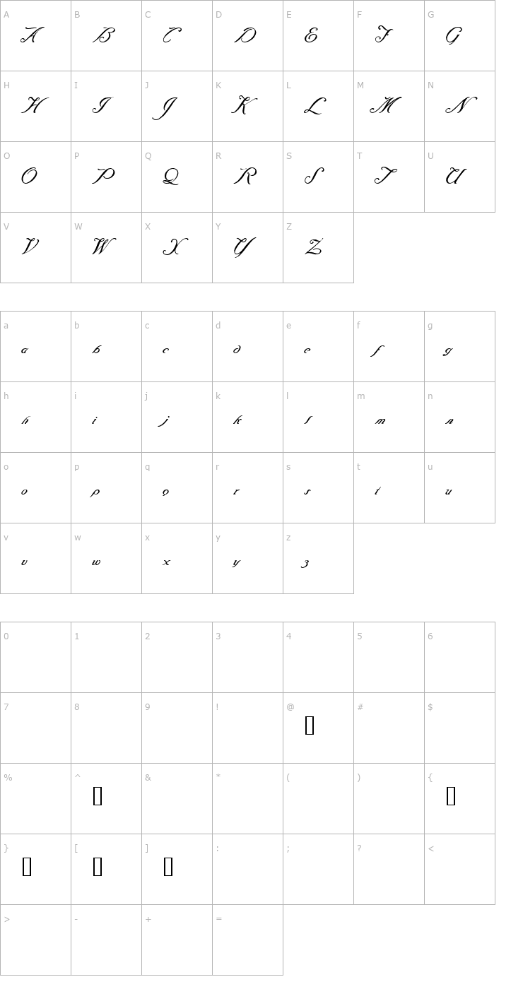 Character Map Baraquiel Font