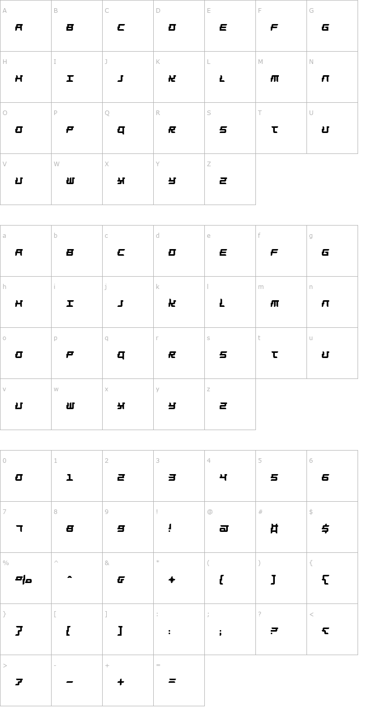 Character Map Barbarella Font