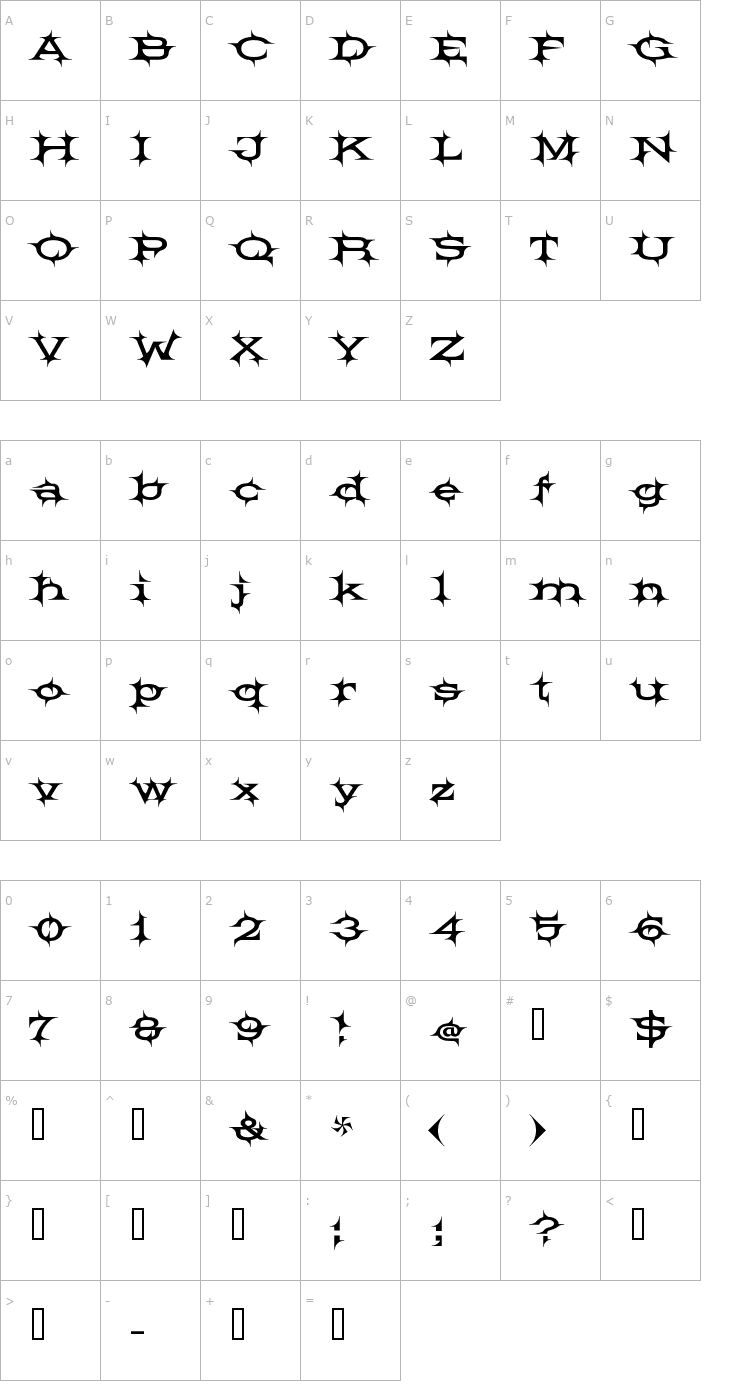 Character Map Barbecue Font
