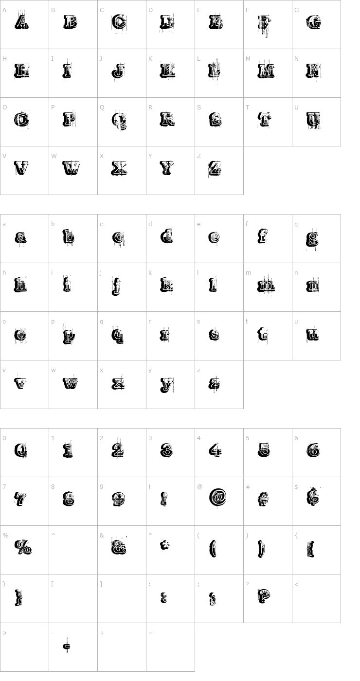 Character Map Barber Shop Font