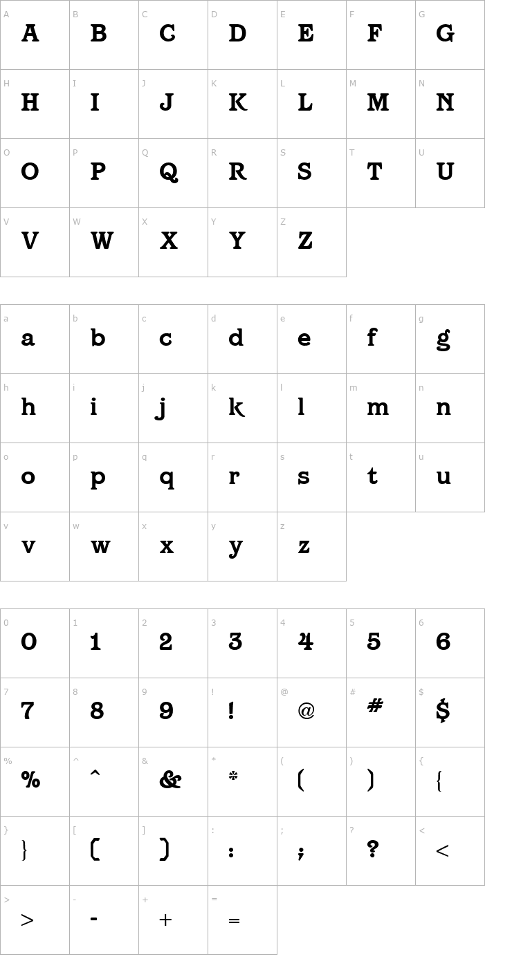 Character Map Barcelona Bold Font