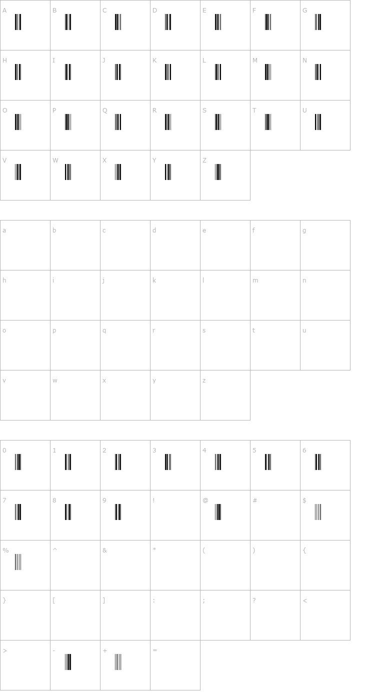 Character Map Barcod39 Font