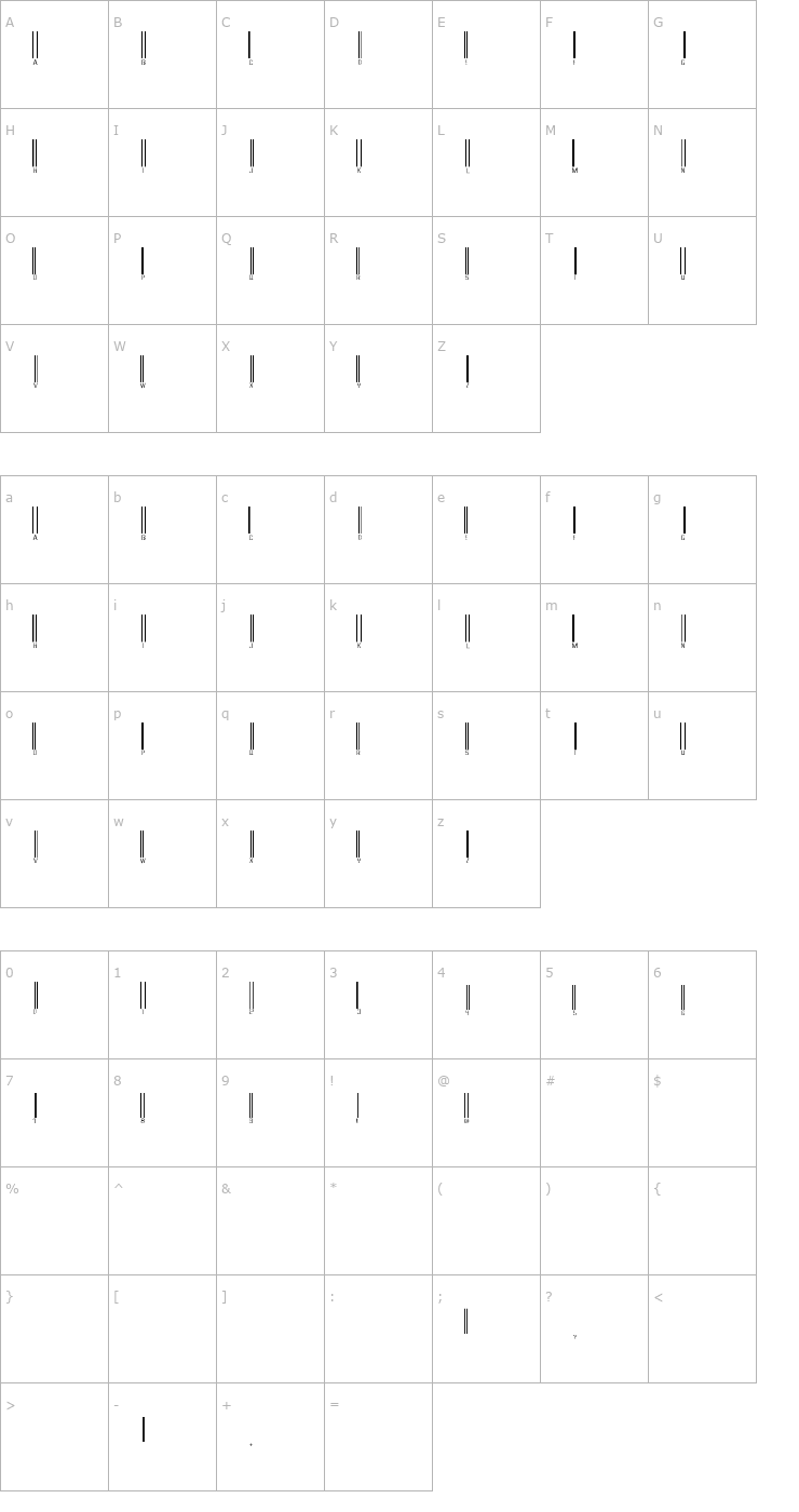 Character Map barcoded Font