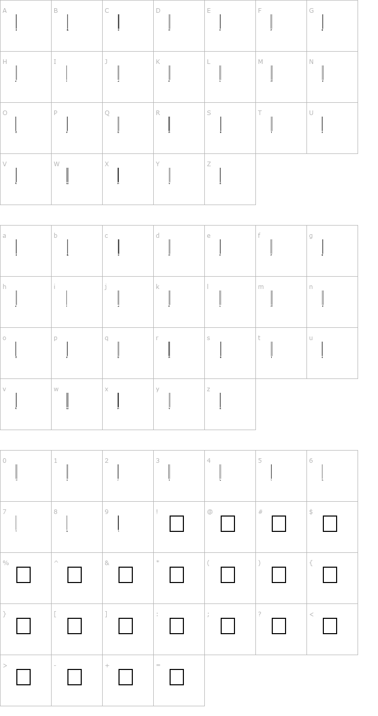 Character Map Barcoding Font