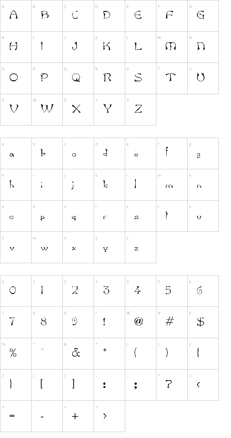 Character Map Bard Font