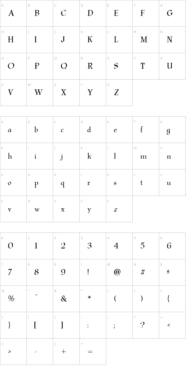 Character Map Barkham Font