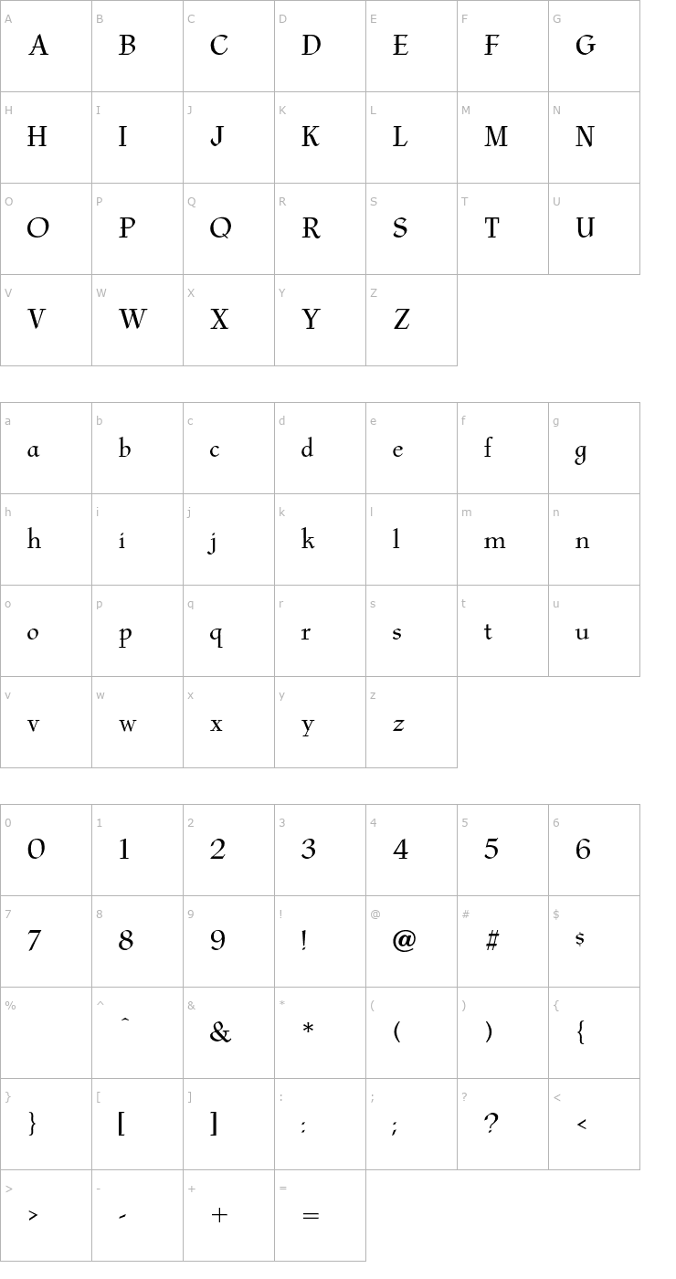 Character Map Barkham-Regular Font