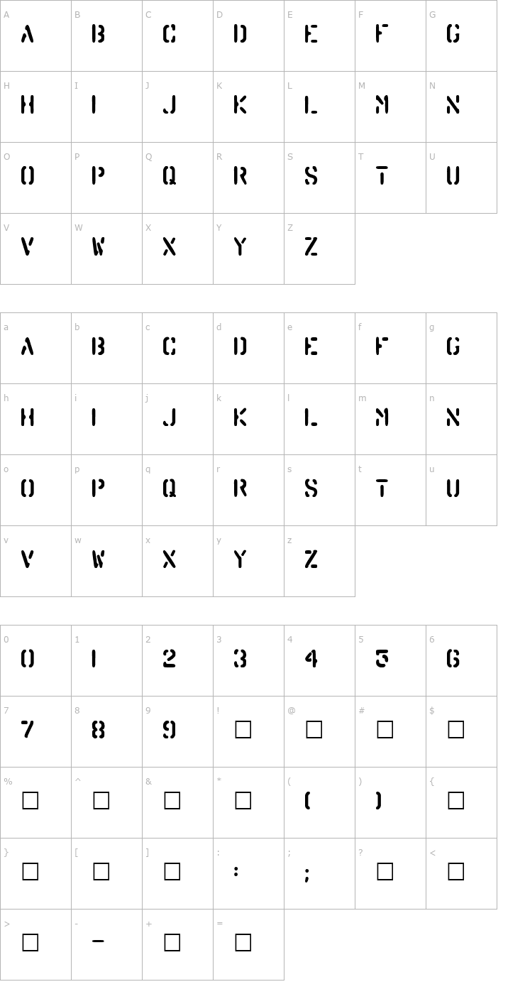 Character Map Barrel Font