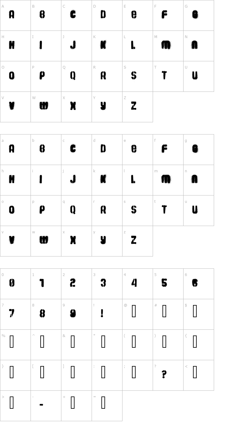 Character Map Barrio 30 Font