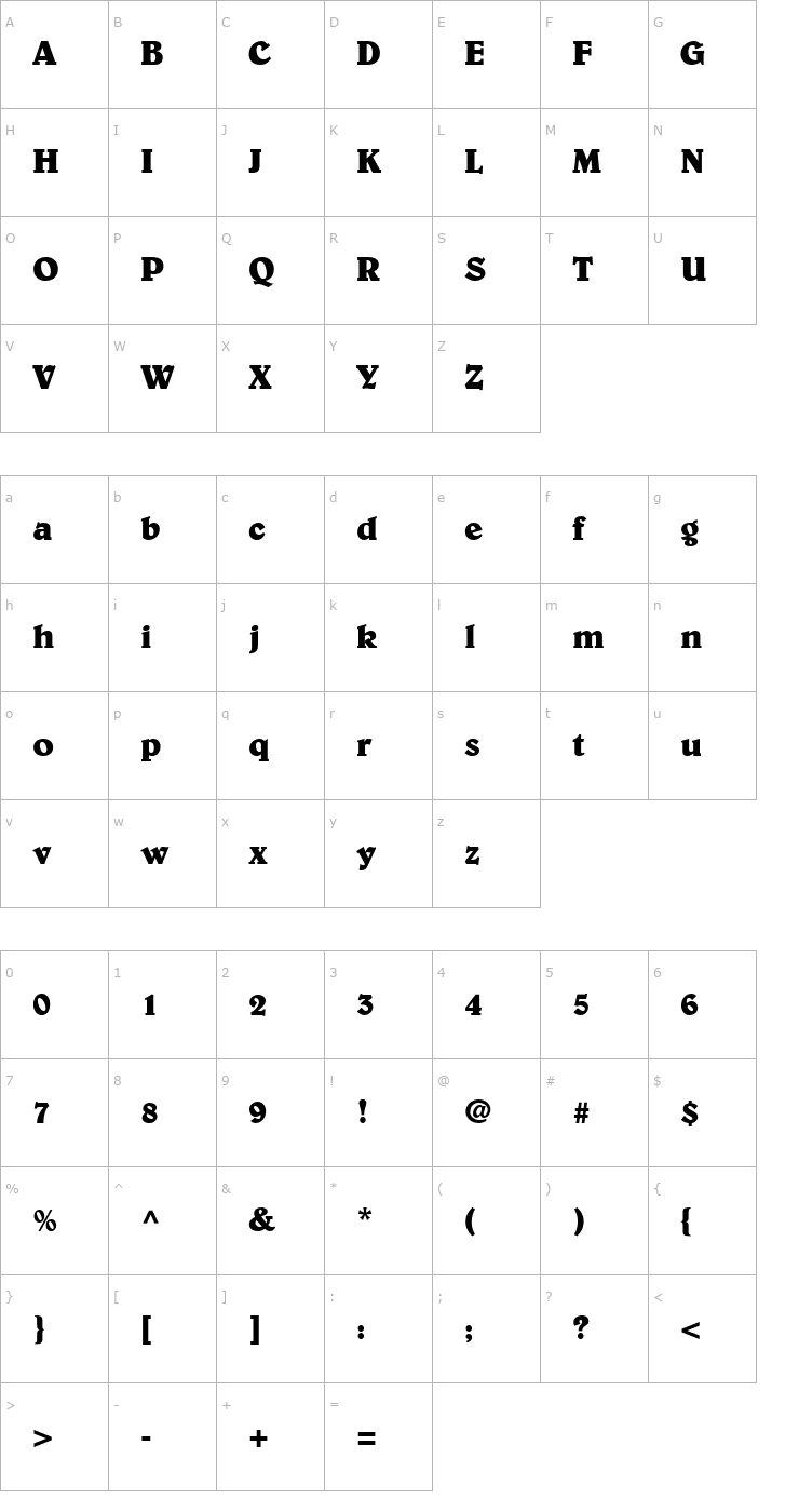 Character Map Barrister SSi Bold Font