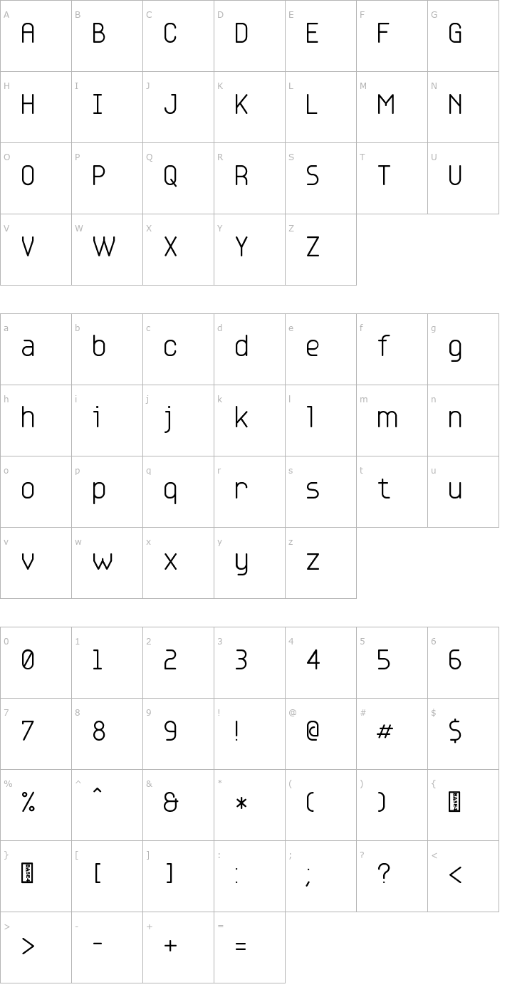 Character Map Base 4 Font