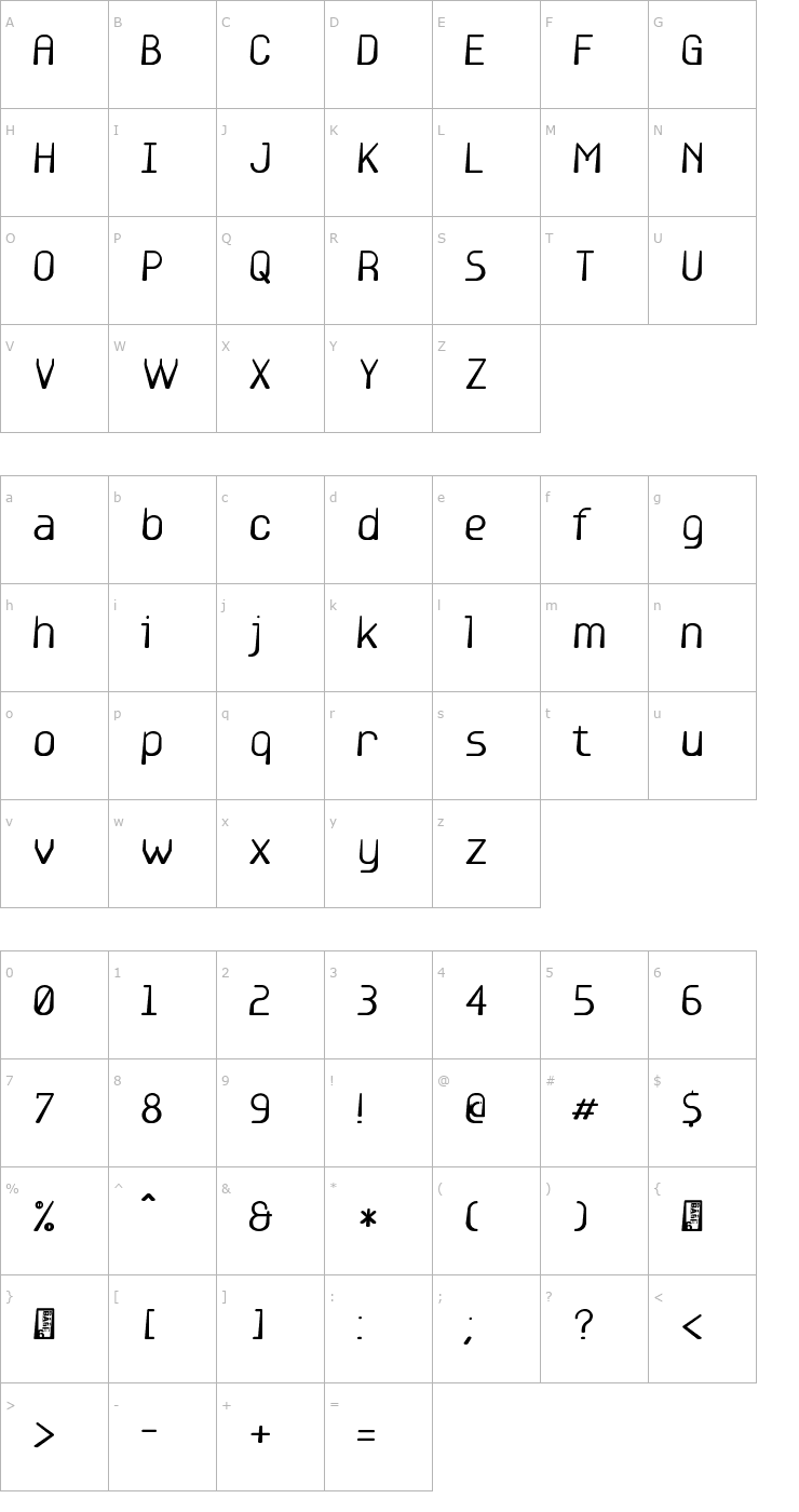 Character Map Base6 Font