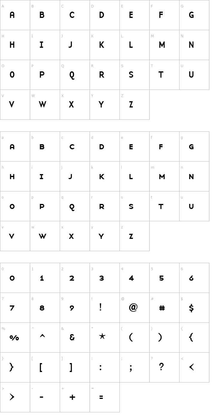 Character Map BaseNineSmallCaps Regular Font