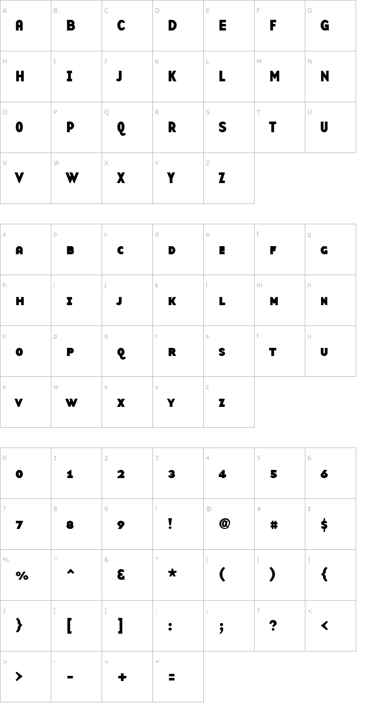 Character Map BaseTwSansSmallCaps Bold Font