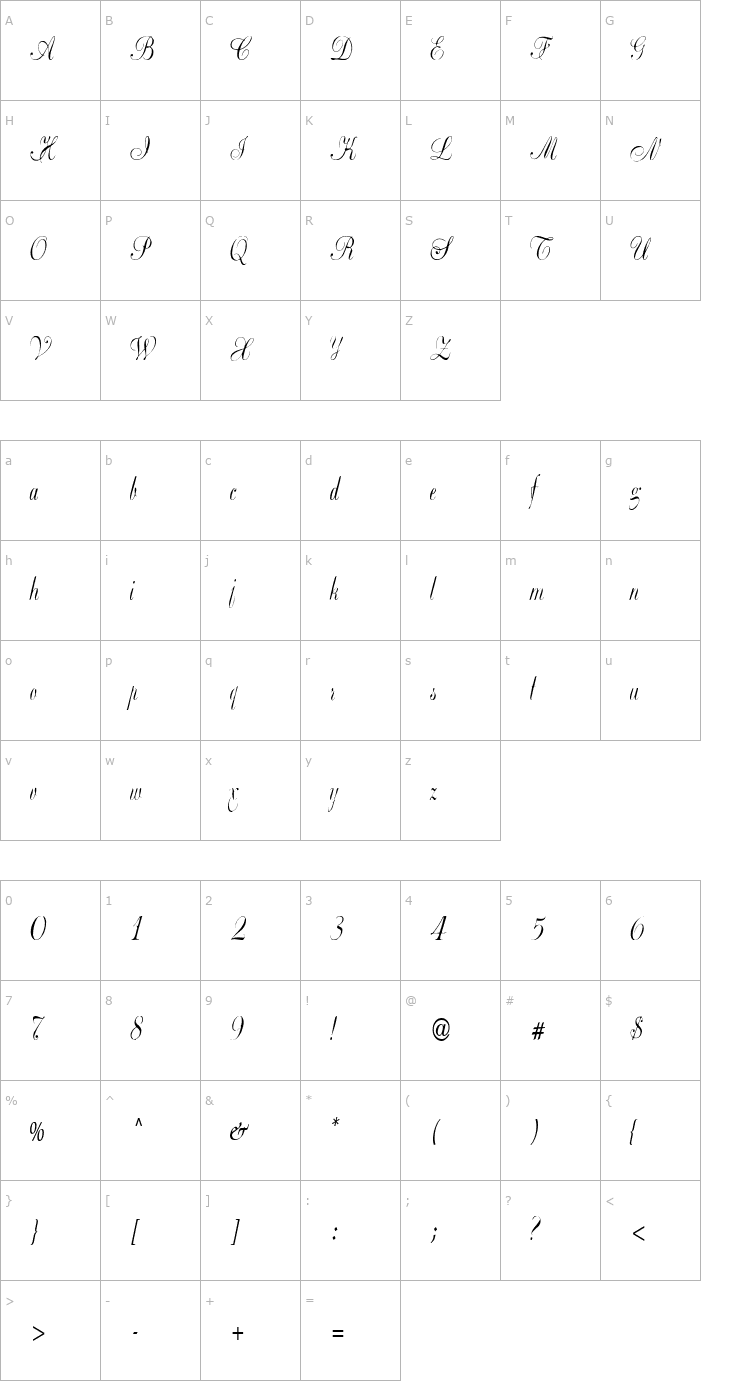 Character Map Basic Class A Condensed Font