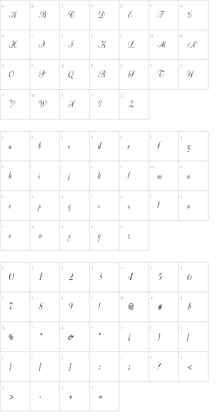 Character Map Basic Class A Condensed OTF Font