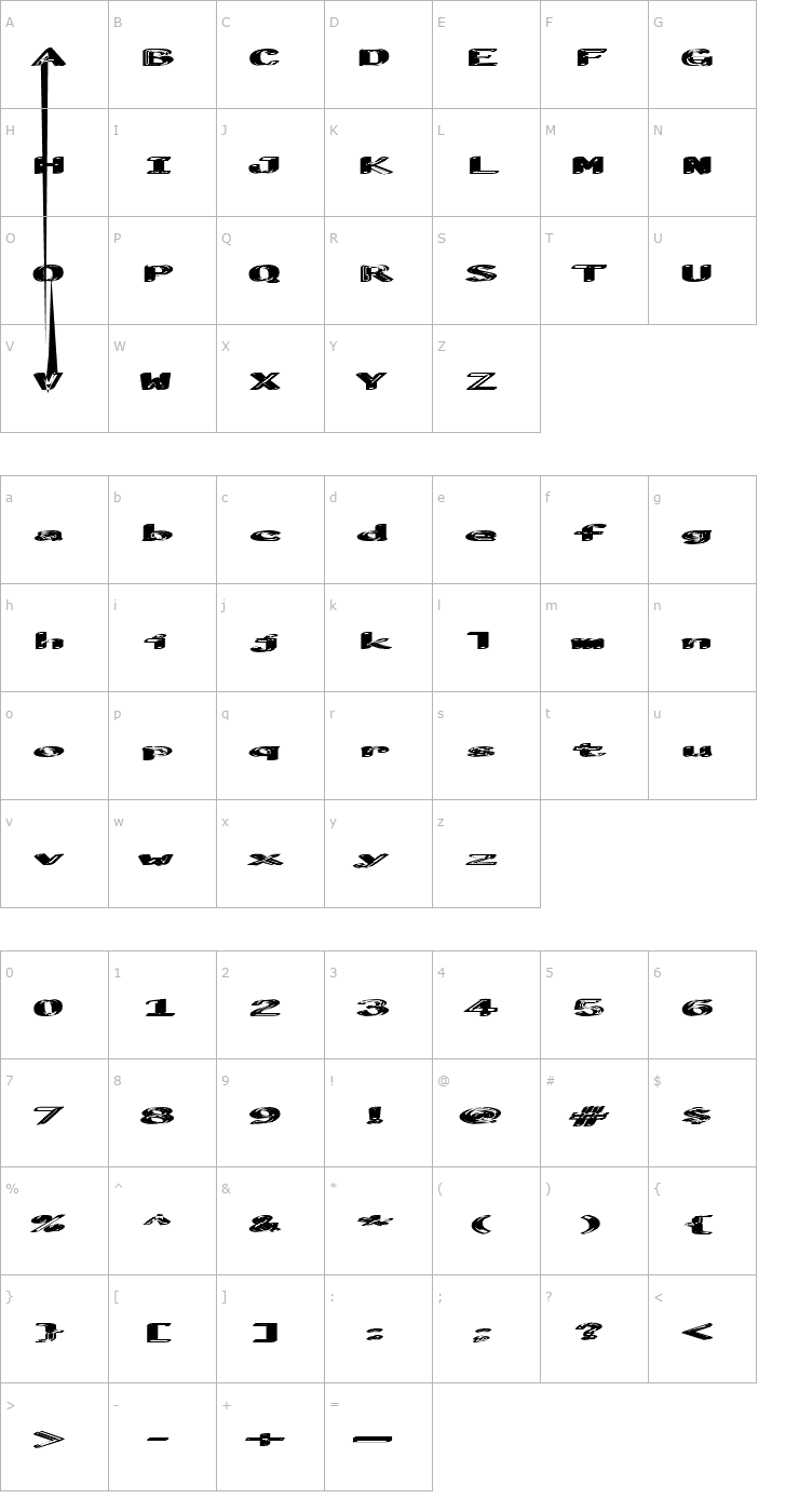 Character Map Basic Complexity Hazed Font