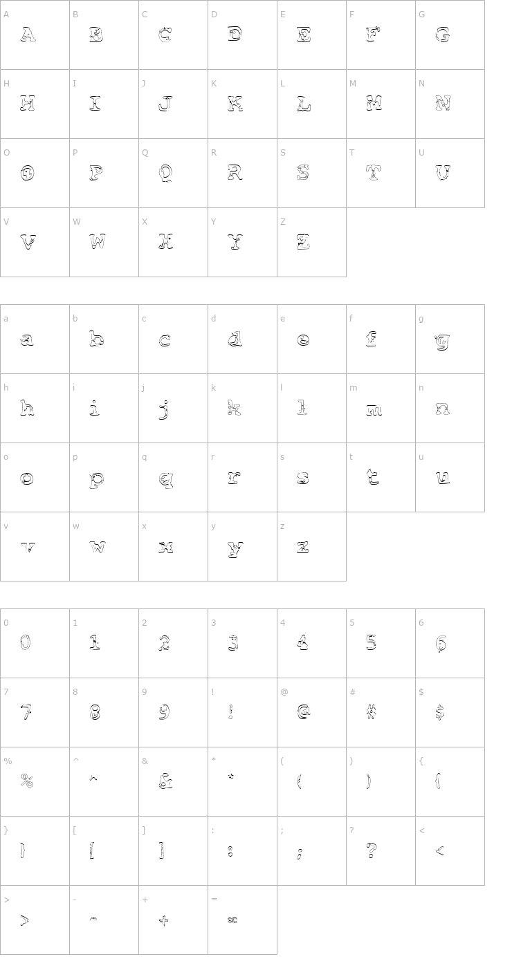 Character Map BasicGrungeHollow Font