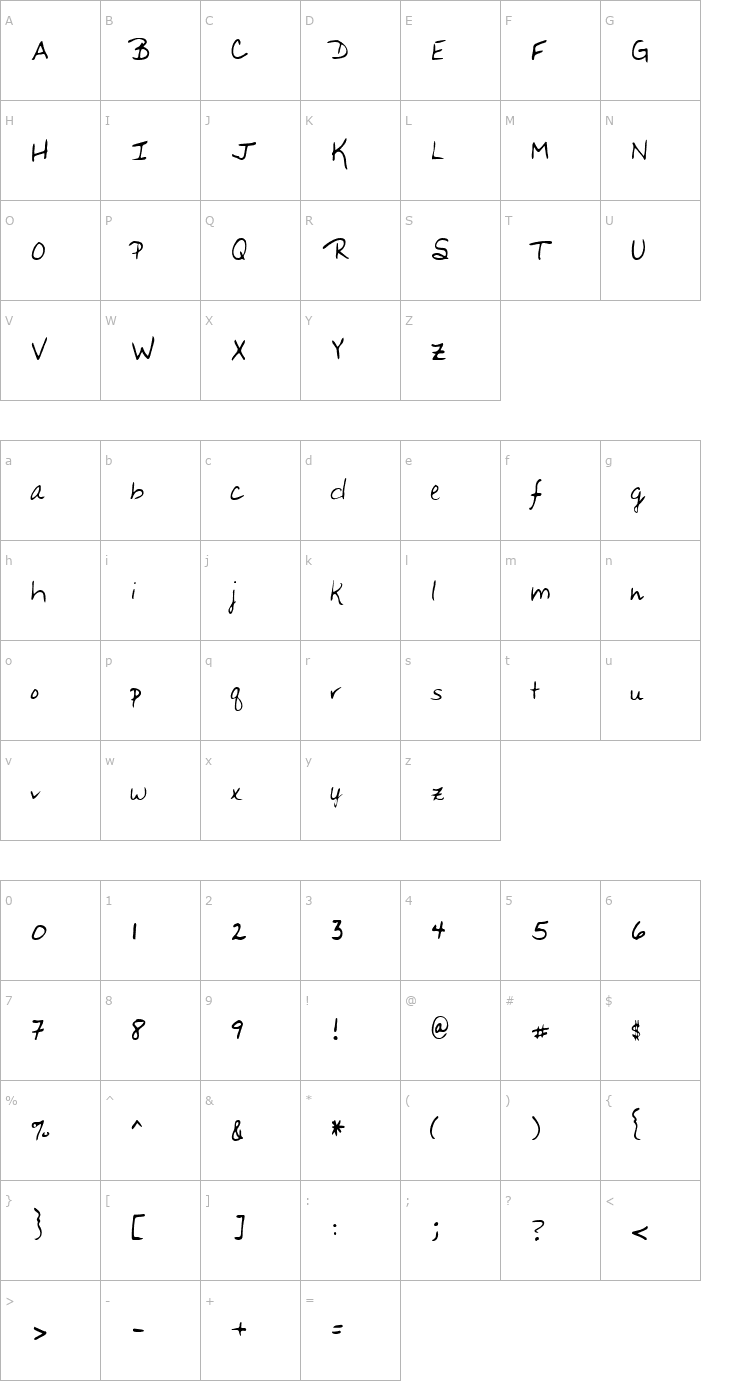 Character Map Basing Regular Font
