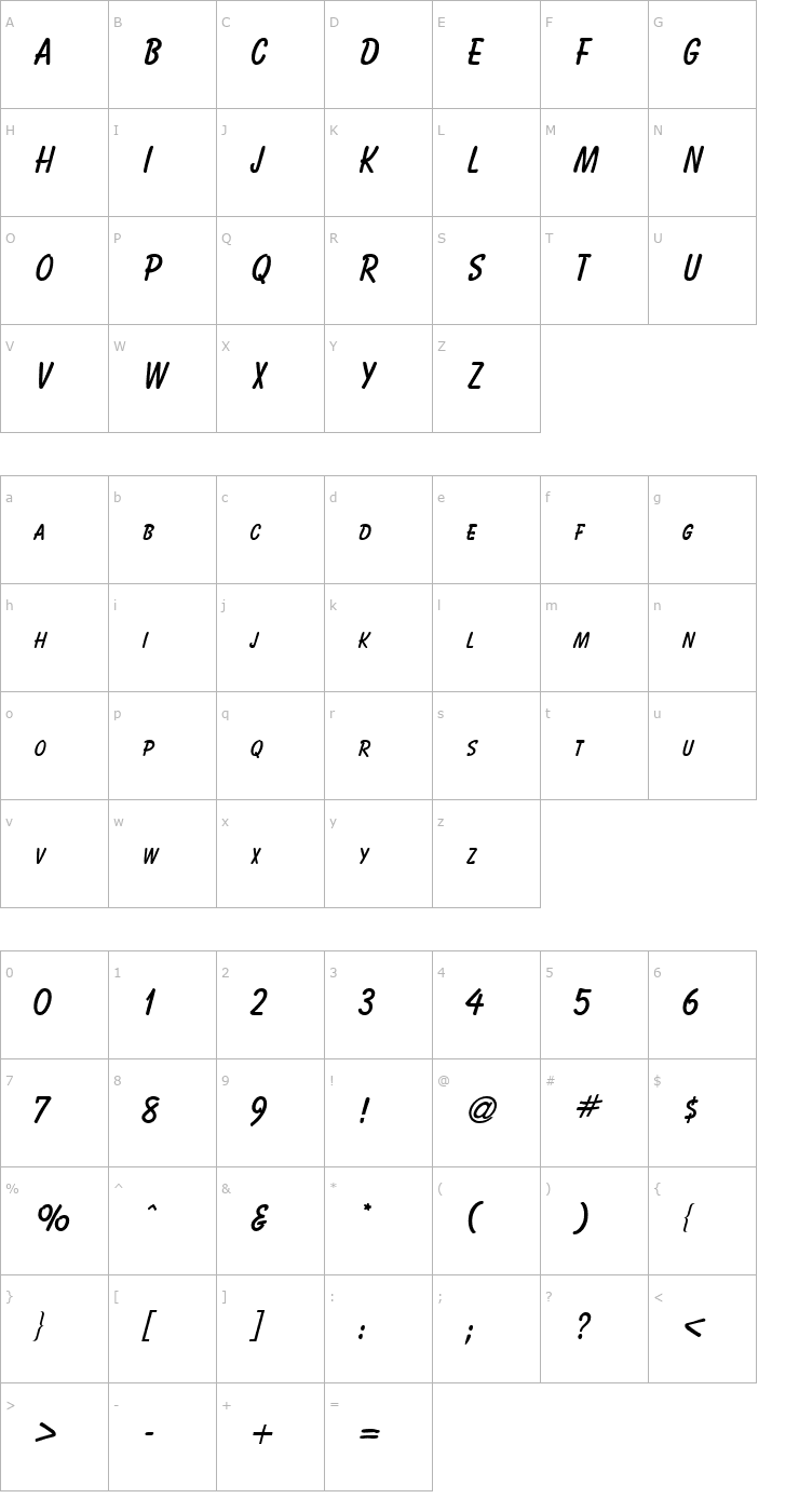 Character Map Bassett Normal Font