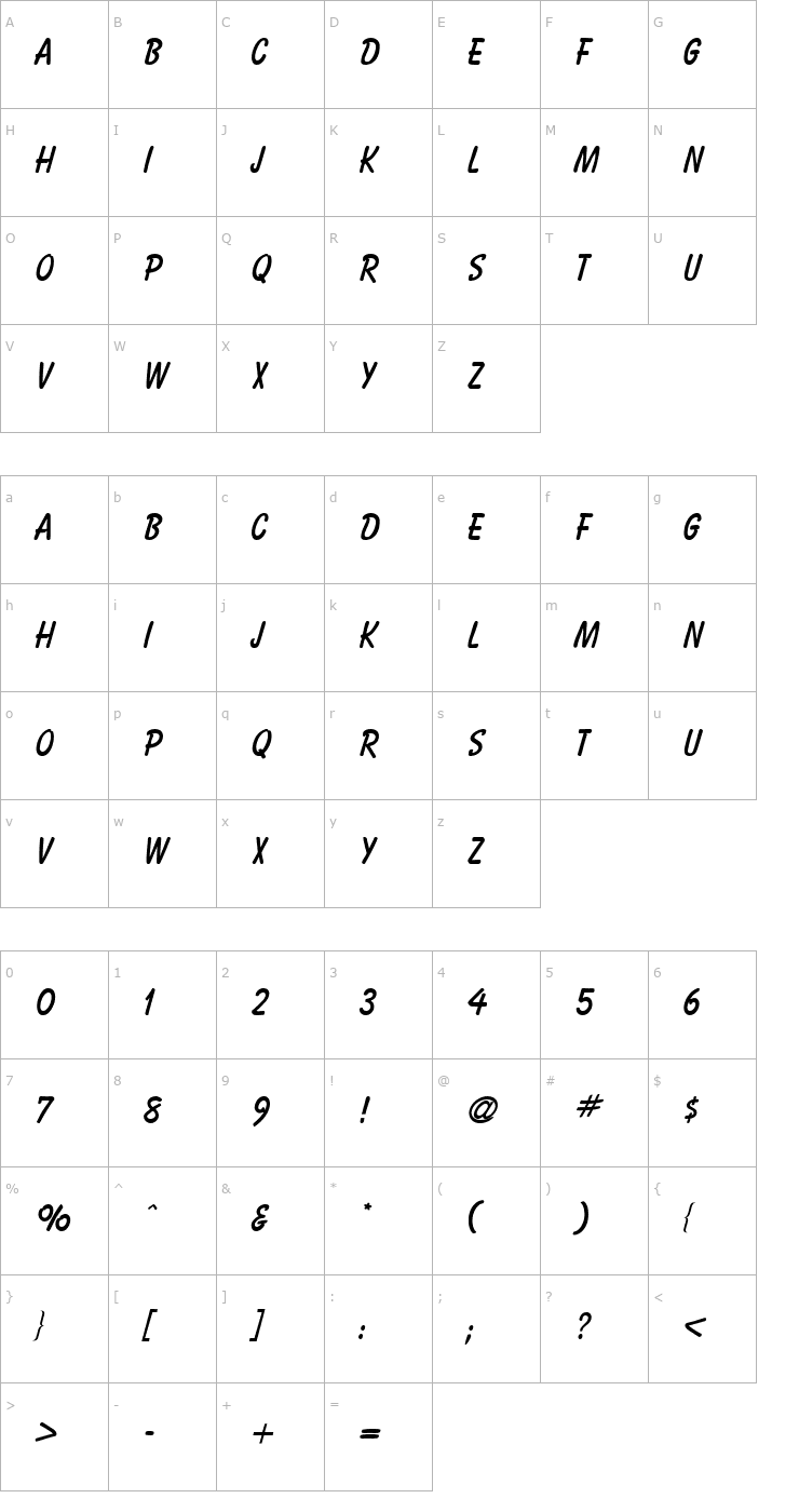 Character Map Bassoon Font