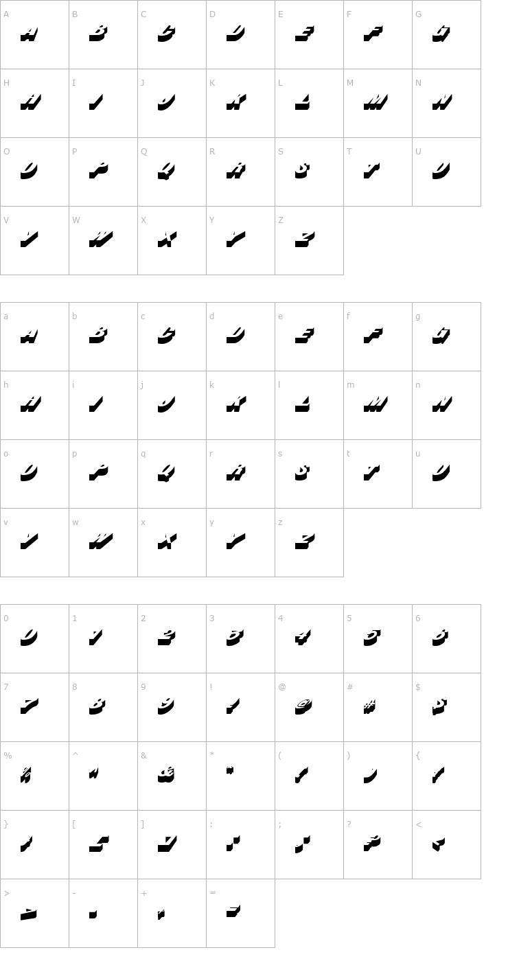 Character Map Bastian Regular Font